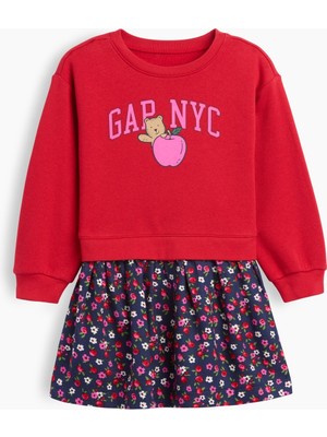 Gap Kız Bebek Kırmızı Sweatshirt Elbise