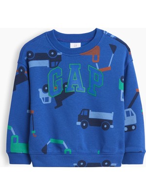 Gap Erkek Bebek Kobalt Mavisi Relaxed Bisiklet Yaka Sweatshirt