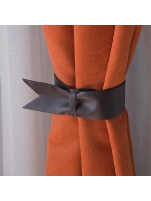 Minimal X Design Deri Perde Tutucu Bağ 2'li - Gerçek Deri - Minimalist Rustik Tasarım