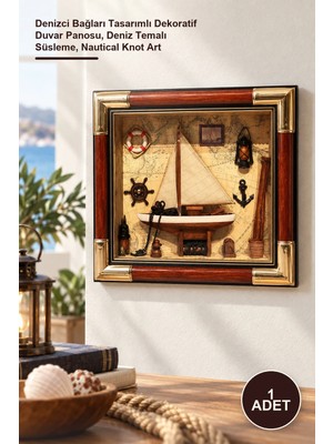 Yenilig 1 Adet Ahşap Pano – Denizci Bağları Tasarımlı Dekoratif Duvar Panosu, Deniz Temalı Süsleme, Nautical Knot Art