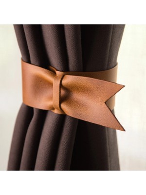 Minimal X Design Deri Perde Tutucu Bağ 2'li - Gerçek Deri - Minimalist Rustik Tasarım