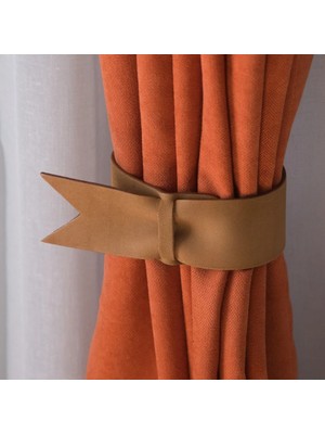 Minimal X Design Deri Perde Tutucu Bağ 2'li - Gerçek Deri - Minimalist Rustik Tasarım