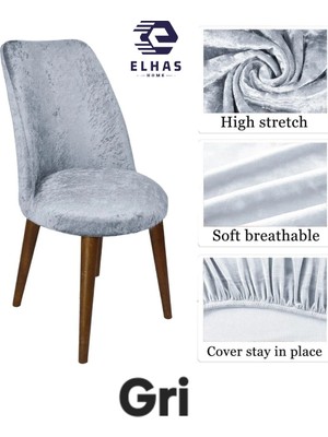 ELHAS Yıkanabilir ,likralı , Kadife Oval Sandalye Kılıfı ( 1 Adet )