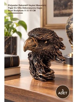 Yenilig 3 Adet Kartal Büstü – Polyester Dekoratif Heykel Masaüstü Figür Ev Ofis Dekorasyonu Eagle Bust Sculpture 11 x 10 cm