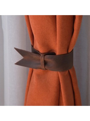 Minimal X Design Deri Perde Tutucu Bağ 2'li - Gerçek Deri - Minimalist Rustik Tasarım
