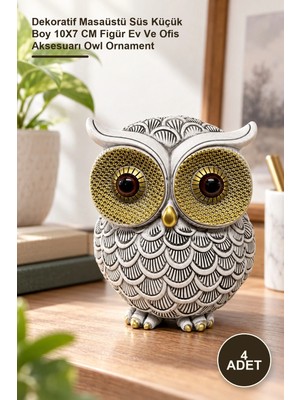 Yenilig 4 Adet Polyester Baykuş Figürü – Dekoratif Masaüstü Süs Küçük Boy 10X7 cm Figür Ev ve Ofis Aksesuarı Owl Ornament