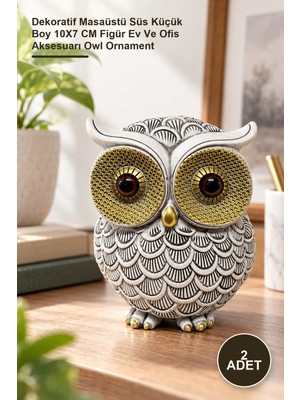 Yenilig 2 Adet Polyester Baykuş Figürü – Dekoratif Masaüstü Süs Küçük Boy 10X7 cm Figür Ev ve Ofis Aksesuarı Owl Ornament