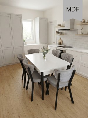 Çolak Mobilya 6 Kişilik Yemek Masa Takımı 80X130 Açılır Mdf Masa ve 6 Adet Elma Sandalye