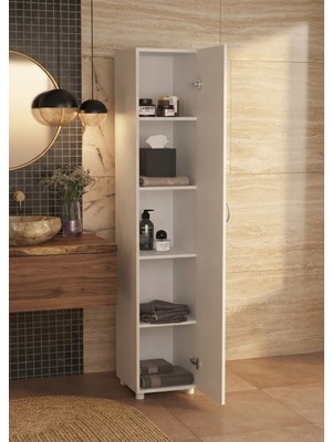 Dzgn Home Pırlanta 5 Raflı Çok Amaçlı Banyo Dolabı Beyaz