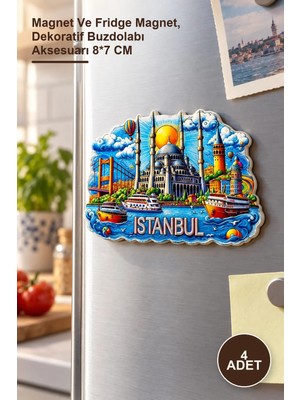 Yenilig 4 Adet Istanbul Temalı Silikon Buzdolabı Süsü – Magnet ve Fridge Magnet, Dekoratif Buzdolabı Aksesuarı 8*7 cm