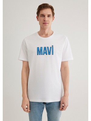 Mavi Logo Baskılı Beyaz Tişört Regular Fit / Normal Kesim 066842-620