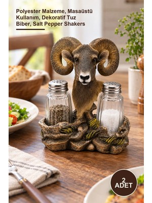 Yenilig 2 Adet Koç Figürlü Tuzluk Biberlik Seti – Polyester Malzeme, Masaüstü Kullanım, Dekoratif Tuz Biber, Salt Pepper Shakers