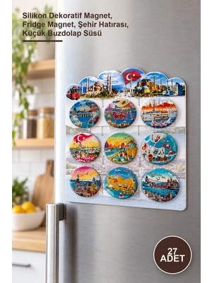 Yenilig 27 Adet Istanbul Temalı Buzdolabı Magneti – Silikon Dekoratif Magnet, Fridge Magnet, Şehir Hatırası, Küçük Buzdolap Süsü