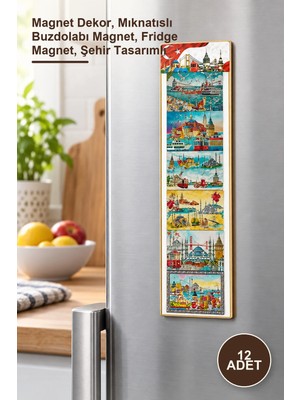 Yenilig 12 Adet Istanbul Temalı Silikon Buzdolabı Süsü – Magnet Dekor, Mıknatıslı Buzdolabı Magnet, Fridge Magnet, Şehir Tasarımlı
