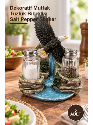 Yenilig 2 Adet Polyester Kartal Figürlü Tuzluk Biberlik Seti – Dekoratif Mutfak Tuzluk Biberlik, Salt Pepper Shaker