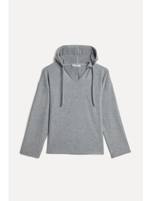 Mudo Kadın Gri Kapüşonlu Sweatshirt
