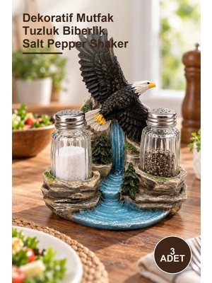 Yenilig 3 Adet Polyester Kartal Figürlü Tuzluk Biberlik Seti – Dekoratif Mutfak Tuzluk Biberlik, Salt Pepper Shaker