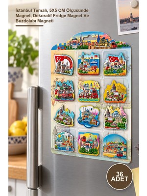 Yenilig 36 Adet Silikon Buzdolapı Süsü – Istanbul Temalı, 5x5 cm Ölçüsünde Magnet, Dekoratif Fridge Magnet ve Buzdolabı Magneti