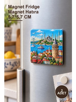 Yenilig 2 Adet Istanbul Temalı Buzdolabı Süsü – Magnet Fridge Magnet Hatıra 5,7*5,7 cm