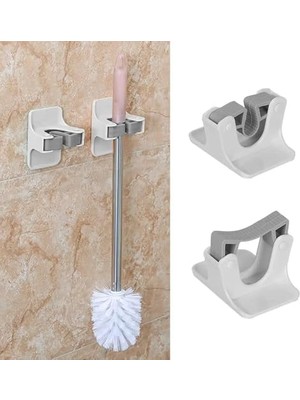 Defne Store 2 Adet Yapışkanlı Mop ve Süpürge Tutucu, Duvara Monte Fırça ve Paspas Askısı, Delmeden Duvar Organizer