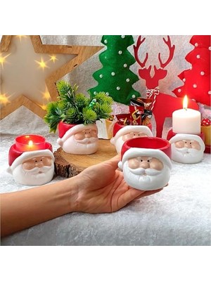 Defne Store Mumluk, Dafniart Yılbaşı Yeniyıl Noel Baba Dekor Hediyeli Ürün 8 cm Kırmızı 2'li Beton Alaşımlı