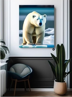 Defne Store PSTER20743 Kuzey Kutup Ayısı Iskandinav Tarzı Kanvas Tablo 30 x 40