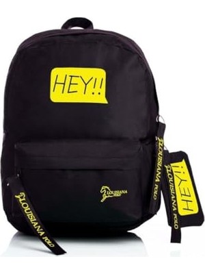 Defne Store Siyah Sarı 1525 Laptop Bölmeli Okul Çantası