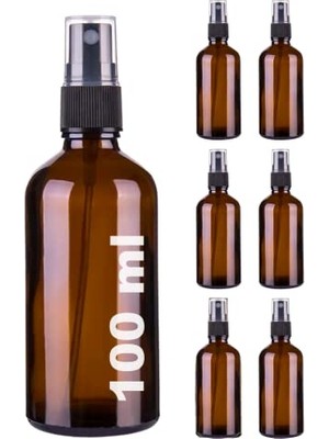 Defne Store Şişe, 100 ml Siyah Spreyli Amber Cam 100 cc Sızdırmaz Kapaklı Fısfıs Kahverengi Cam Şişe 6 Adet