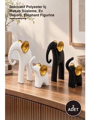 Yenilig 2 Adet Fil Figür Seti – Dekoratif Polyester Iç Mekan Süsleme, Ev Dekoru, Elephant Figurine
