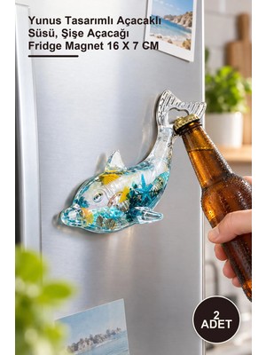 Yenilig 2 Adet Buzdolabı Magnet – Yunus Tasarımlı Açacaklı Süsü, Şişe Açacağı Fridge Magnet 16 x 7 cm