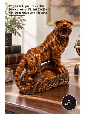 Yenilig 2 Adet Dekoratif Aslan Biblosu – Polyester Figür, Ev ve Ofis Dekoru, Aslan Figürü 33X28X13 Cm, Decorative Lion Figurine