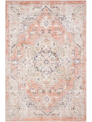 Defne Store Turuncu Klasik Göbekli Etnik Desenli Vintage Ince Yazlık Halı