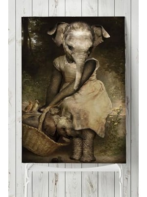 Defne Store PSTER4494 Anne Fil ve Yavrusu Sanatsal Poster