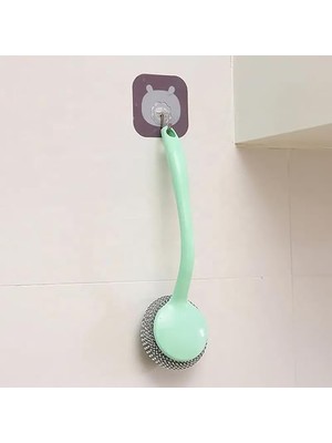 Defne Store Saplı Bulaşık Teli; Pembe Renkli, Uzun Saplı Metal Tel Sünger, 4 Adet Tel ile Birlikte (Yeşil)