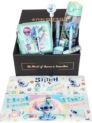 Defne Store Stitch Lisanslı Kırtasiye Seti: Matara, Beslenme Kutusu, Kalem, Silgi ve Kalemtıraş