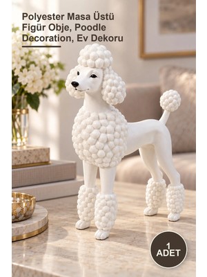 Yenilig 1 Adet Dekoratif Kaniş Köpek Biblosu – Polyester Masa Üstü Figür Obje, Poodle Decoration, Ev Dekoru