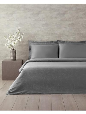 Defne Store Taylor Lyocell Saten Çift Kişilik Nevresim Takımı Koyu Gri