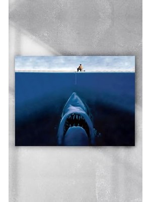 Defne Store PSTER5749 Köpek Balığı Eğlenceli Mizahi Posteri (60X90 Cm)