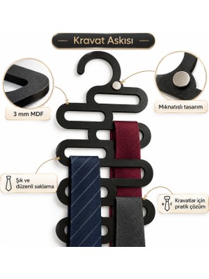 Doalino Mıknatıslı Ahşap Kravat Askısı – Dolap Içi Kravat Düzenleyici Organizer