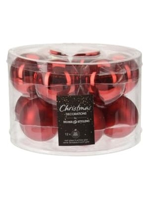 Defne Store Kırmızı Renkli Kırılmaz Yılbaşı Topları, 50 Mm, 12 Parça Set