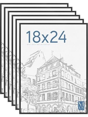 Defne Store Orijinal Poster Çerçevesi, 18 x 24 Inç, Siyah, 6'lı Paket