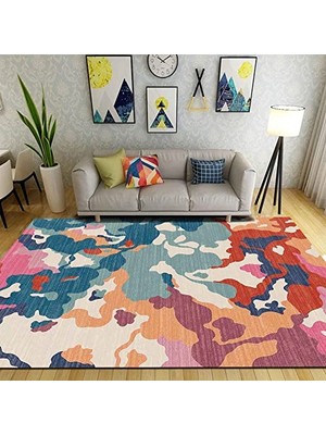Defne Store Lisa Desenli Kadife Pamuk Tabanlı Yıkanabilen Kaydırmaz Antibakteriyel Salon Halısı 60X190