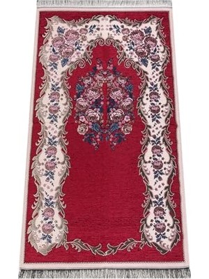 Defne Store Lüks Gülce Şönil Seccade Kırmızı