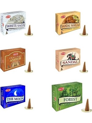 Defne Store Farklı Aromalardan 6 Paket, Toplam 60 Adet Konik Tütsü