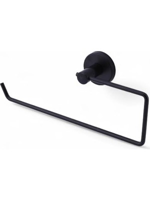Defne Store Açık Kağıt Havluluk Mat Siyah Metal Duvara Monte Vidalı Banyo Tuvalet Mutfak Kağıt Havluluk 25 cm