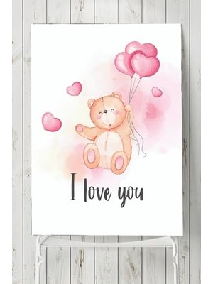 Defne Store (PSTER3058) Pembe Ayıcık Çocuk Odası Poster 40X60 cm