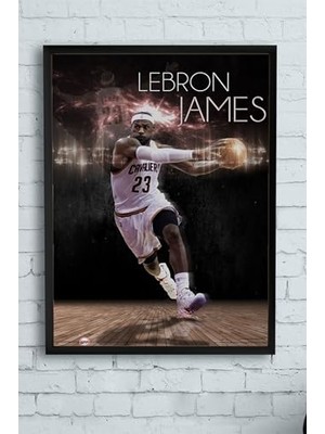 Defne Store (PSTER11942) Lebron James Basketbol Çerçeveli Tablo (30 x 40 Cm)