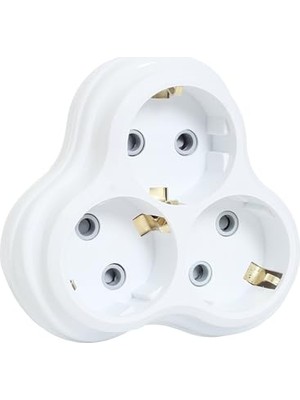 Defne Store 3'lü Golyat Fiş; Üçlü Topraklı Priz Duvar Tipi Çoklayıcı Fiş, 16A 250 V, Max 3600 W (Beyaz)