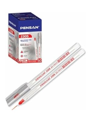 Defne Store Üçgen Kırmızı Tükenmez Kalem, 0.5 Mm, 50'li Paket, 2305