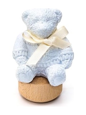 Defne Store New Baby Kokulu Mavi Ayıcık Seramik Koku Taşı, Ahşap Kaideli